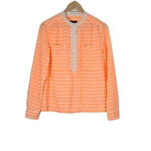 J. Crew Orange and White Striped Button Down Shirt